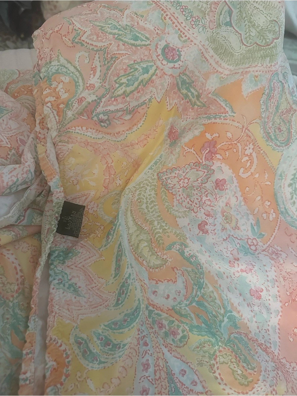 Ralph Lauren Paisley Print in Pink & Green Fitted sheet